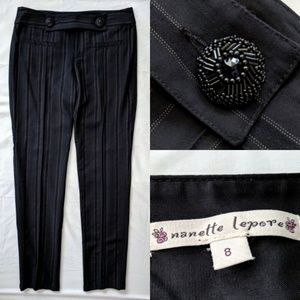 Nanette Lepore Pinstriped Beaded Dress Slacks sz 8